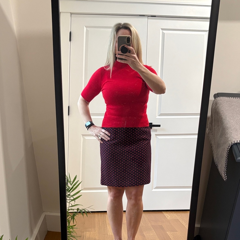 Talbots Red and Black Dotted Pencil Skirt
